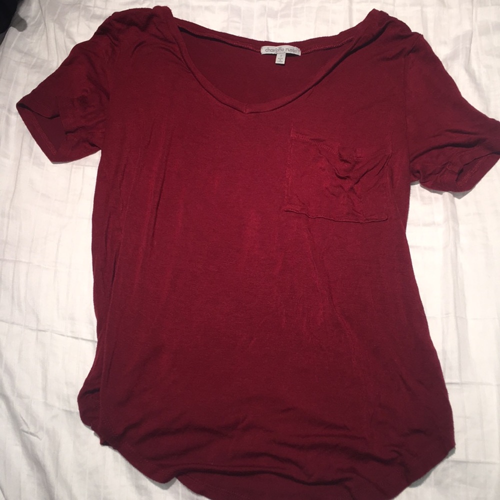 burgundy shirt